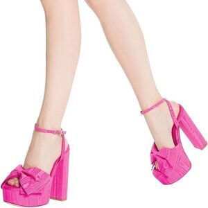 Larroude Elle Ankle Strap Platform Heels In Pink Ariana Magenta